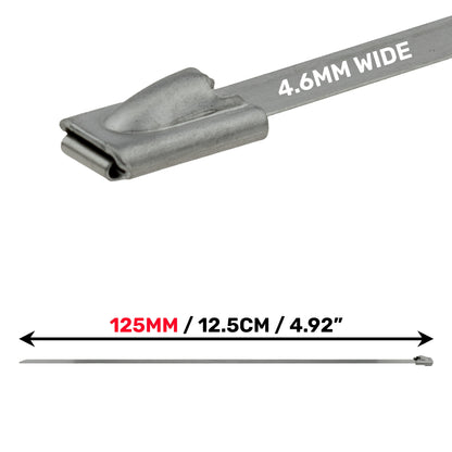 Stainless Steel Locking Cable Straps – 4.6mm x 125mm