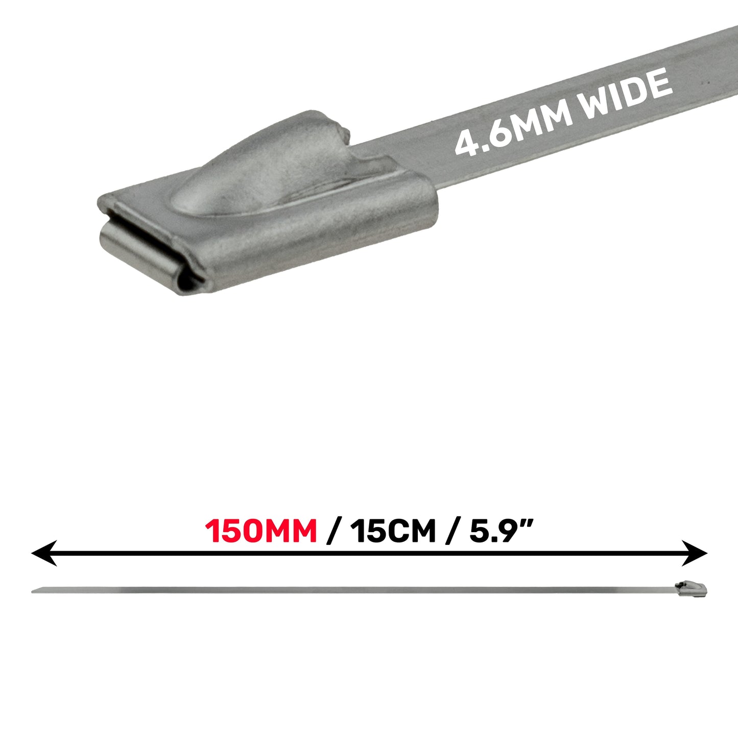 Stainless Steel Locking Cable Straps – 4.6mm x 150mm