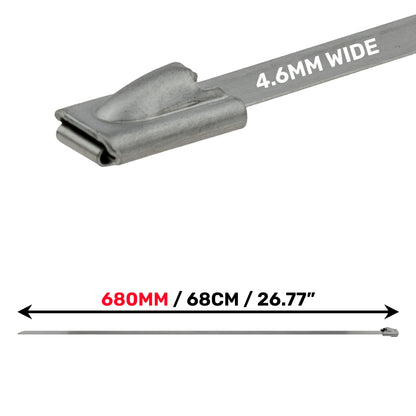 Stainless Steel Locking Cable Straps – 4.6mm x 680mm