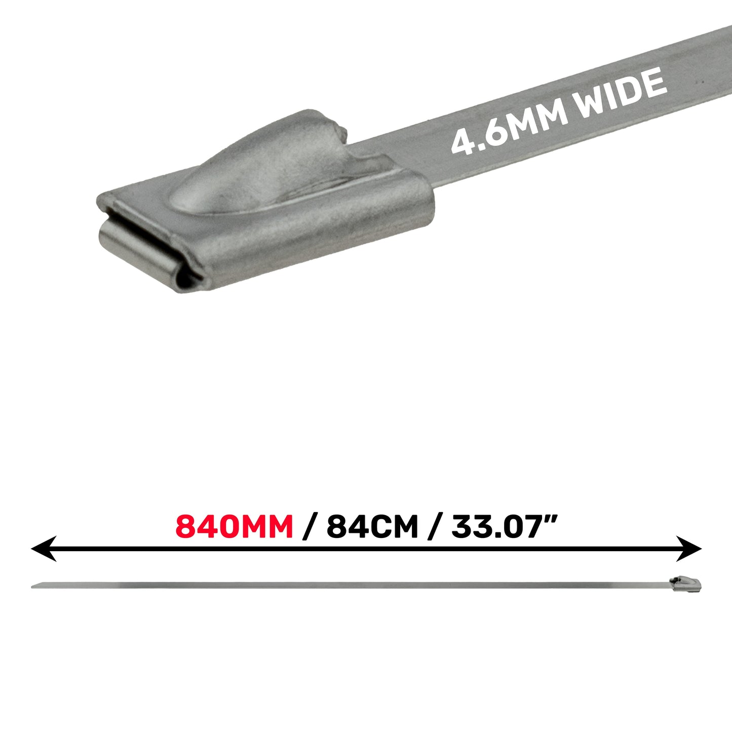 Stainless Steel Locking Cable Straps – 4.6mm x 840mm