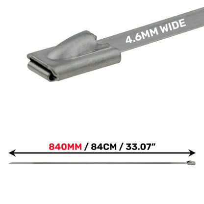 Stainless Steel Locking Cable Straps – 4.6mm x 840mm