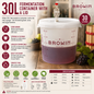 30L Fermentation Container with Lid Food Grade Brewing Bucket Wine Beer Fermenter