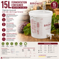 Biowin 15L Fermentation Container with Tap Lid Food Grade Home Brew Brewing Bucket