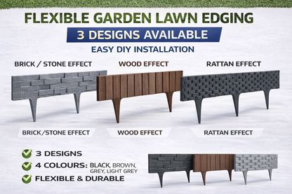 Flexible Garden Lawn Edging Border Brick Wood Rattan Landscape DIY 2.38m