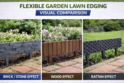 Flexible Garden Lawn Edging Border Brick Wood Rattan Landscape DIY 2.38m