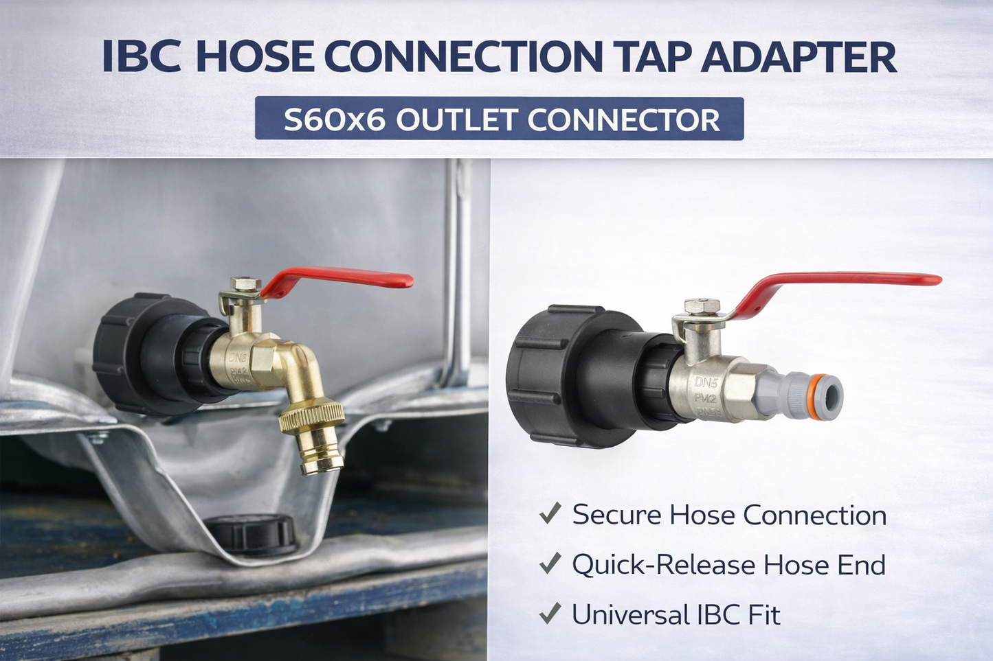 IBC S60x6 Water Tank Extended Adapter Outlet Tap Connector Hose Fitting Garden