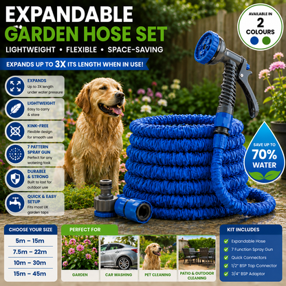 Expandable Garden Hose Pipe Spray Gun Set 5-45m Flexible Water Hose