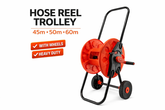 Garden Hose Reel Cart with Wheels 45m 50m 60m Heavy Duty Trolley Easy Move