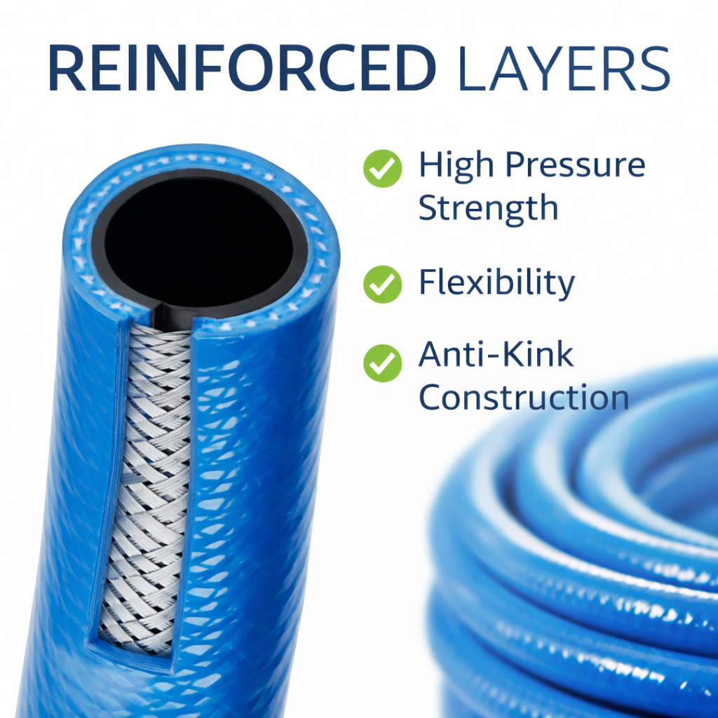 Reinforced Drinking Water Hose Pipe 10mm 1/2" Garden Irrigation 10m–60m