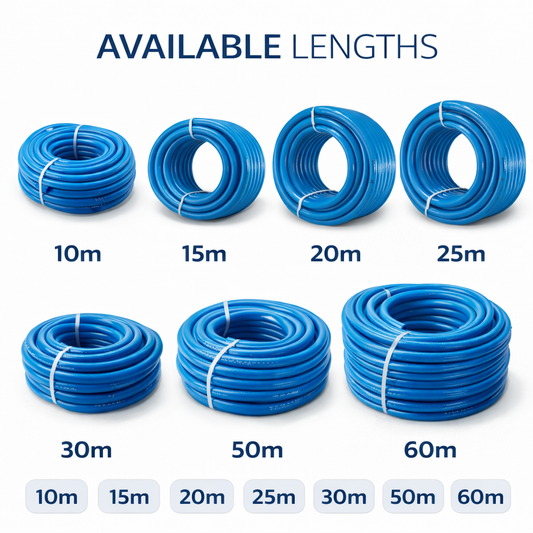 Reinforced Drinking Water Hose Pipe 10mm 1/2" Garden Irrigation 10m–60m
