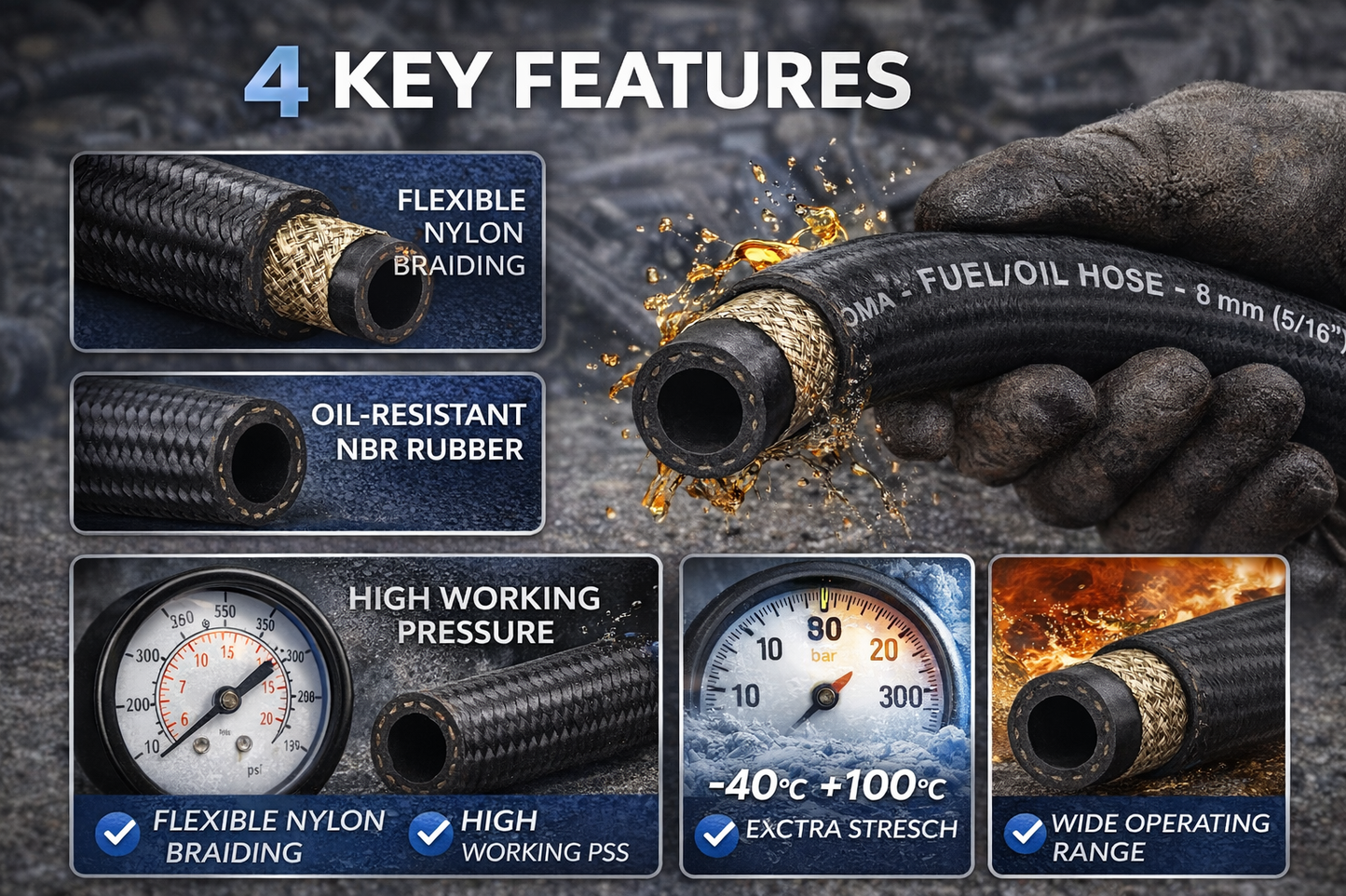 Reinforced Nitrile Fuel Hose – Suitable for E10 Unleaded, Diesel, Oil & Breather