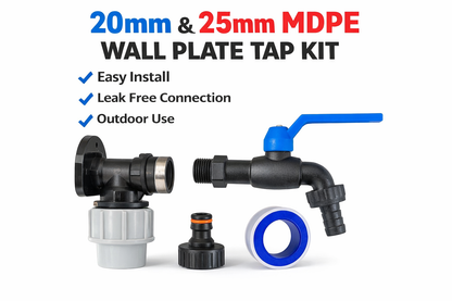 20mm 25mm MDPE Wall Plate Tap Connector Backplate BSP Brass Garden Tap