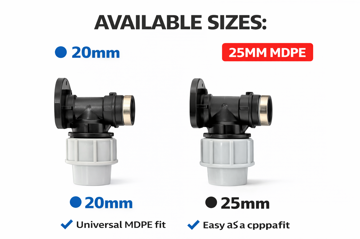 20mm 25mm MDPE Wall Plate Tap Connector Backplate BSP Brass Garden Tap