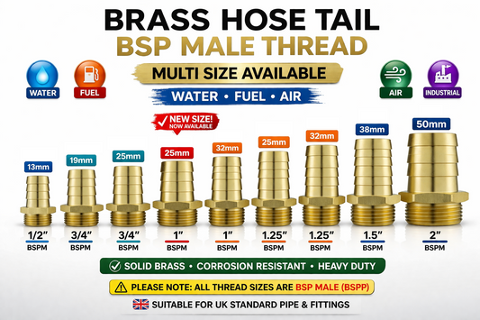Brass Hose Tail BSP Male Thread Barb Joiner Air Water Fuel Gas Fitting