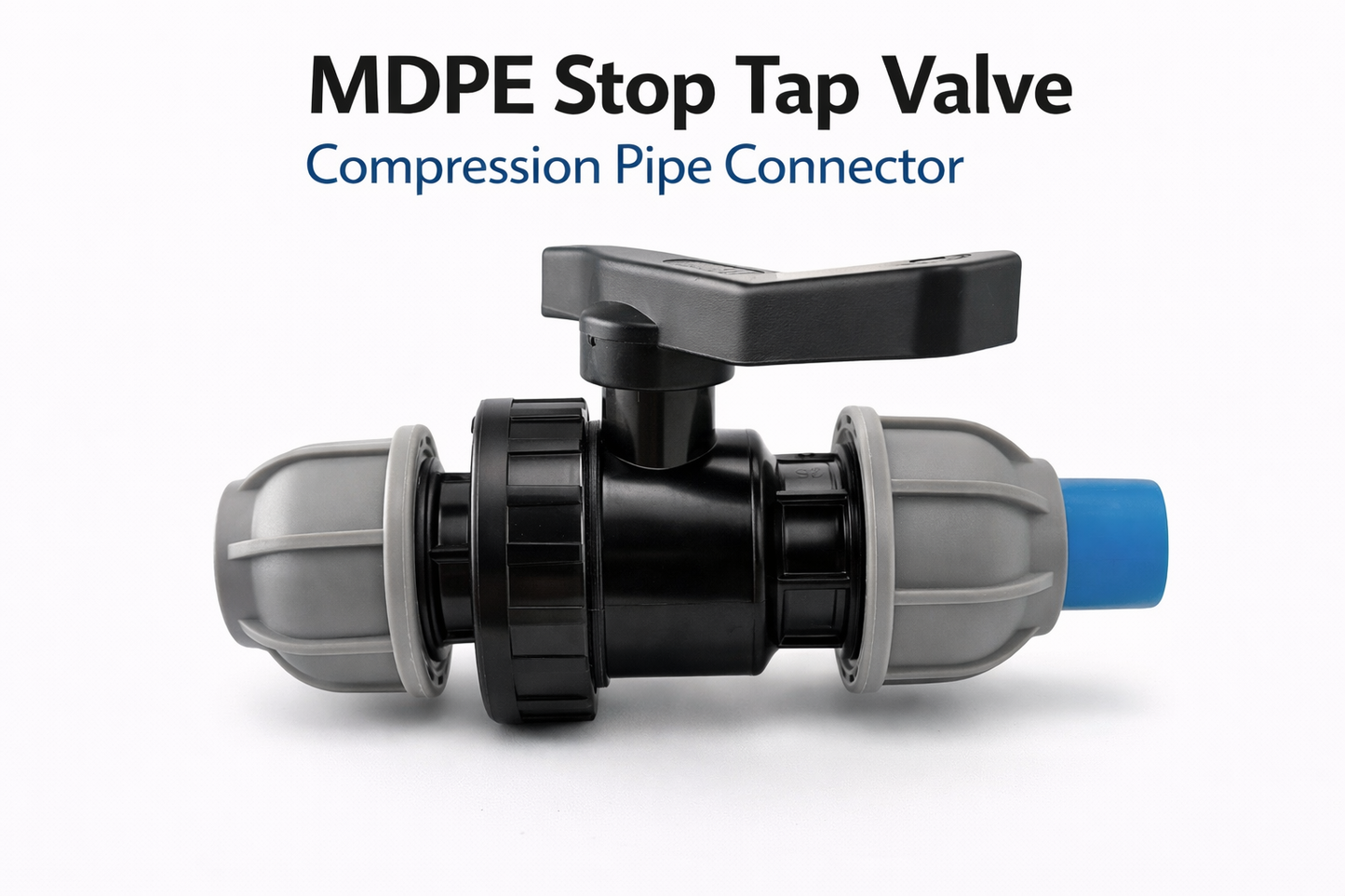 MDPE Stop Tap Valve Compression Pipe Connector Water 20mm-63mm