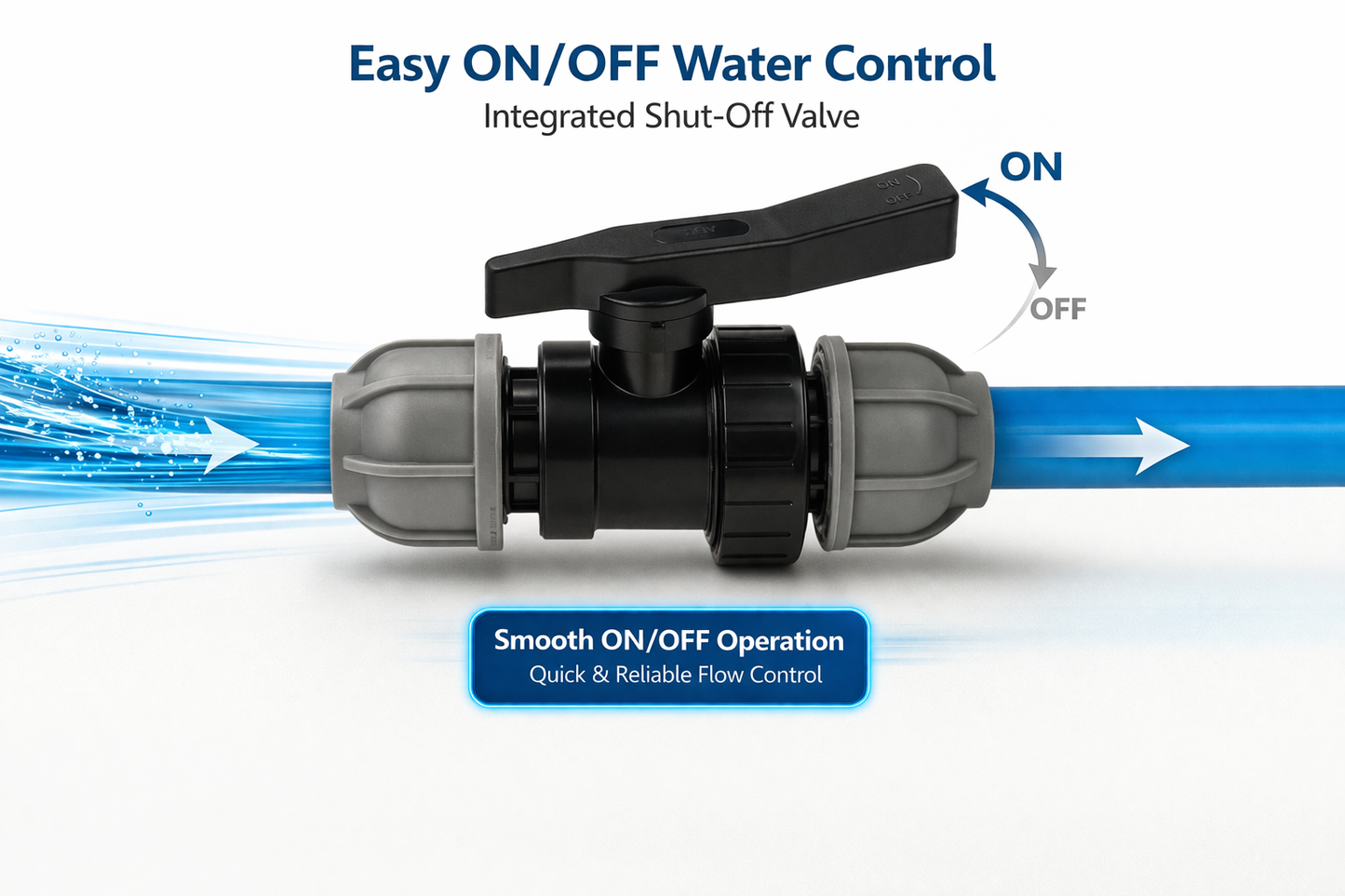 MDPE Stop Tap Valve Compression Pipe Connector Water 20mm-63mm