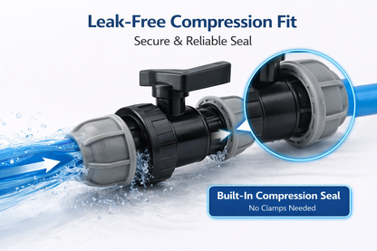 MDPE Stop Tap Valve Compression Pipe Connector Water 20mm-63mm