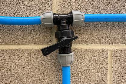 MDPE Compression Tee with Shut Off flow control Valve Water Pipe Fitting 20-32mm