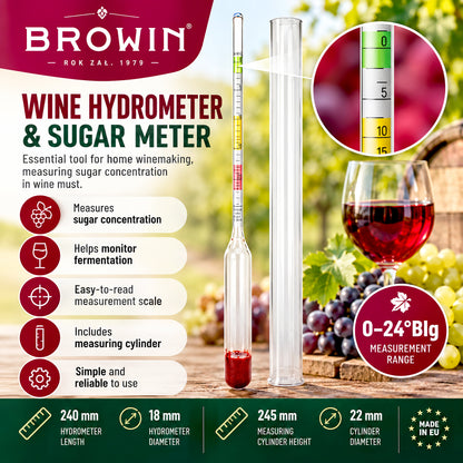 Wine Hydrometer Sugar Meter 0-24 Brix Home Brewing Wine Making Test Kit