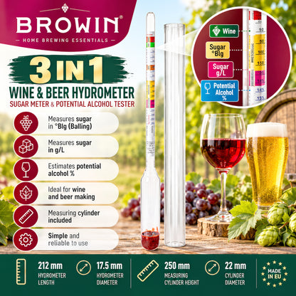 Wine Beer Hydrometer Sugar Meter Potential Alcohol Tester Home Brewing Kit