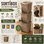 Sortibox Eco Wood 3 x 25L Stackable Recycling Bins Waste Bin Set Brown 75L