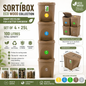 Sortibox Eco Wood 4 x 25L Stackable Recycling Bins Waste Bin Set Brown 100L