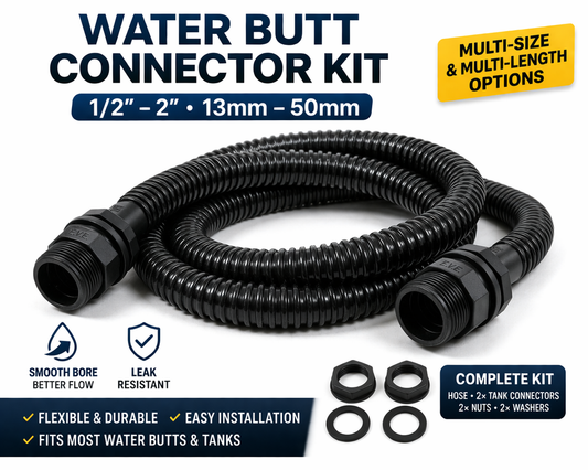 Water Butt Linking Kit Hose Connector Pipe Linking Set 1/2"–2" Tank Adapter UK
