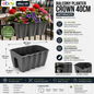 Garden Balcony Rail Planter 12L Anhracite Flower Pot Fits Railings 6.5cm