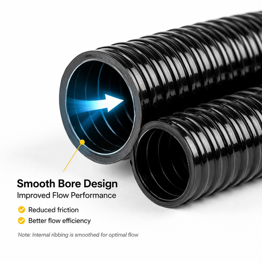 Corrugated Smooth Bore PVC Suction Hose Pond Pump Vacuum Air Dust All Sizes