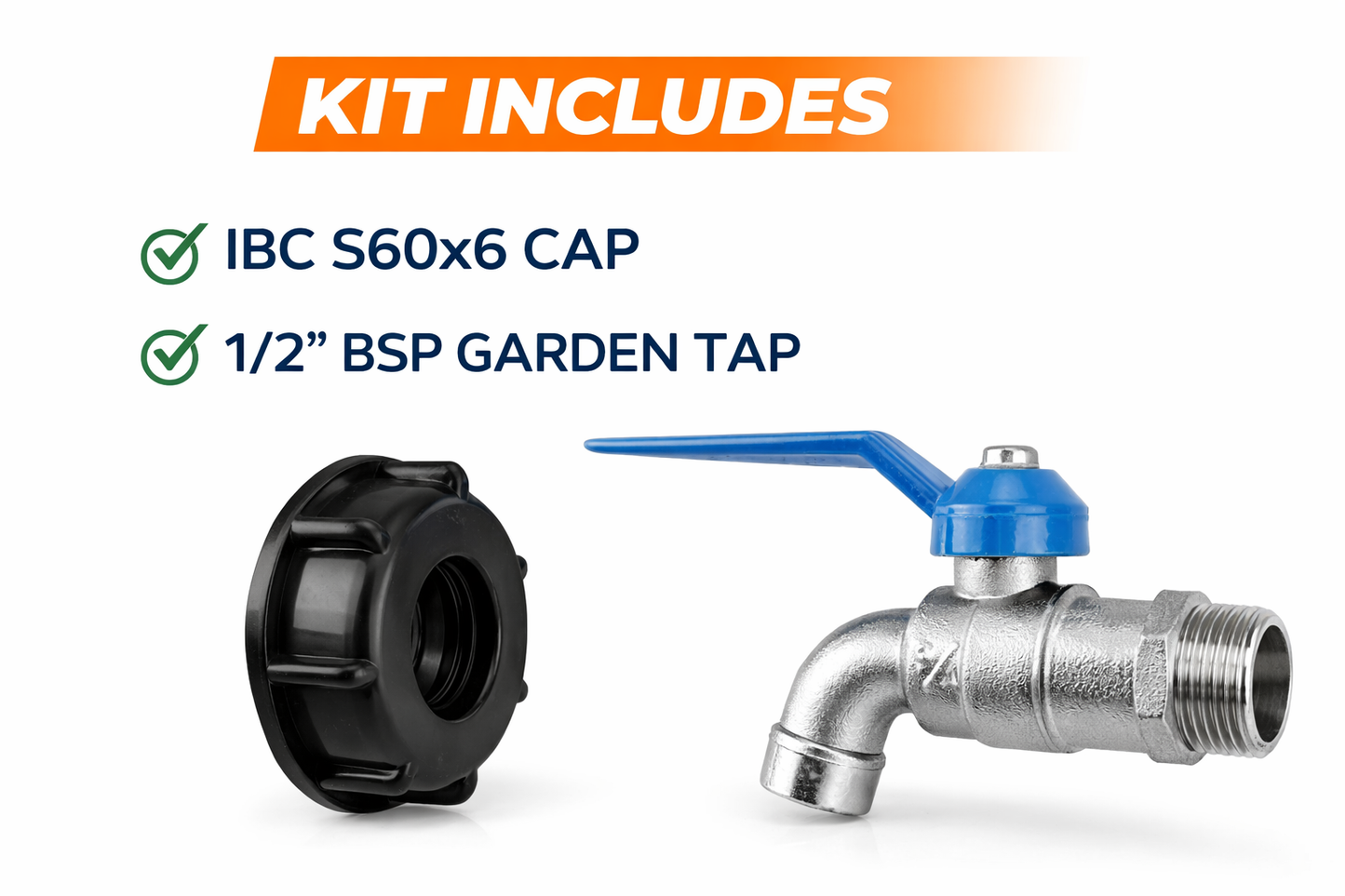 IBC Tank Adapter S60x6 Tap 1/2 BSP Water Tank Outlet Garden Tap Connector Kit