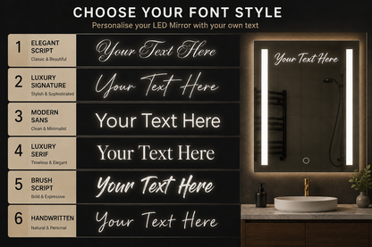 Personalised LED Bathroom Mirror Custom Text Wall Mounted Touch Illuminated
