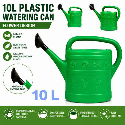 Agritrade Plastic Watering Can 10L Flower Design Garden Indoor Outdoor.