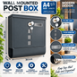 Wall Mounted Post Box Lockable A4 Letterbox Newspaper Holder Anthracite