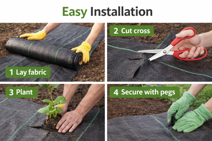 Heavy Duty Weed Control Fabric Ground Cover Membrane UV Resistant & Pegs