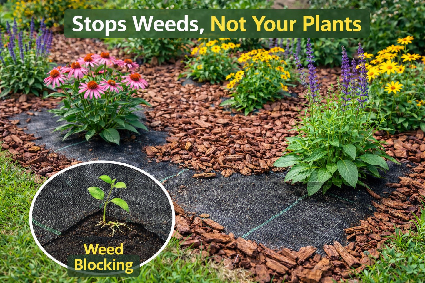 Heavy Duty Weed Control Fabric Ground Cover Membrane UV Resistant & Pegs