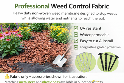 Heavy Duty Weed Control Fabric Ground Cover Membrane UV Resistant & Pegs