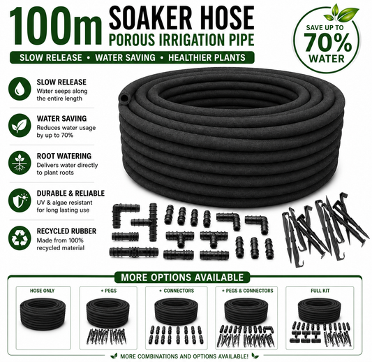100m Soaker Hose Porous Pipe Garden Irrigation Watering Hose 1/2 Inch