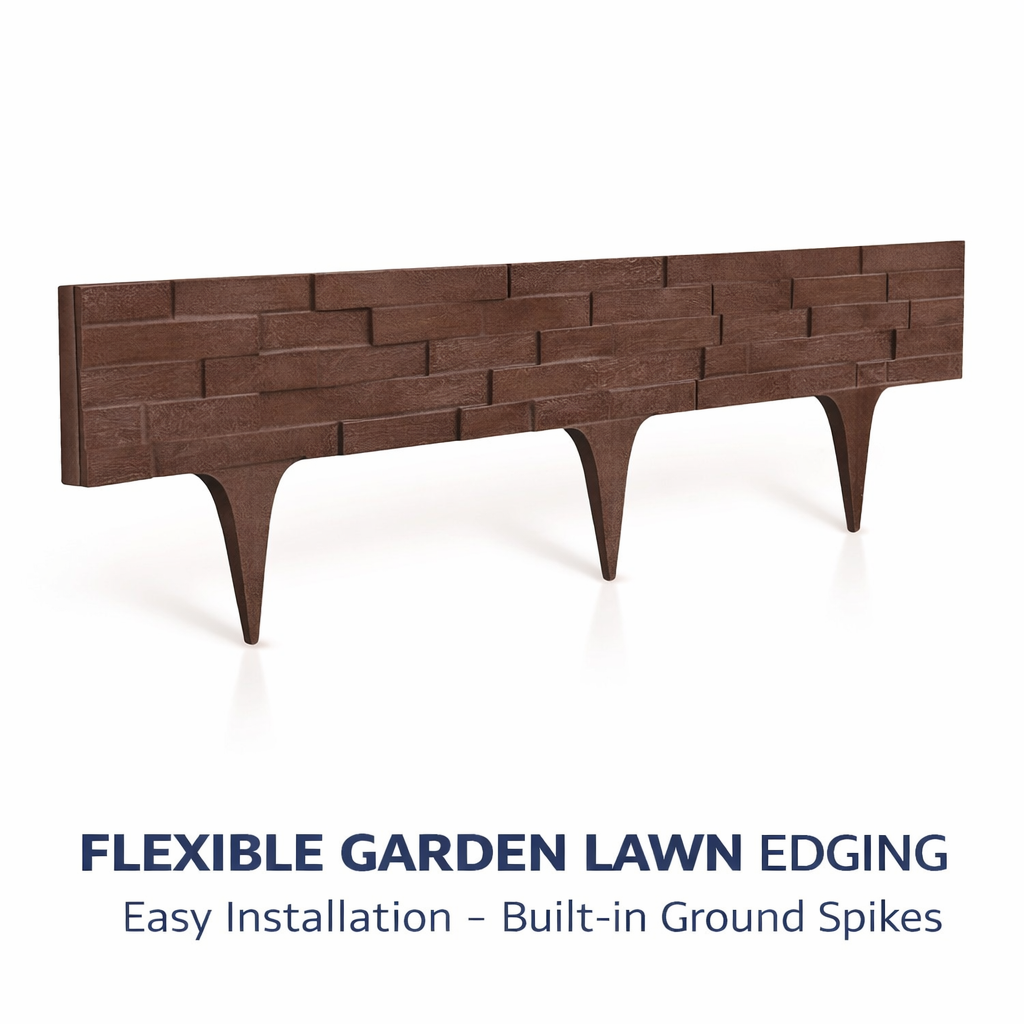 Flexible Garden Lawn Edging Border Brick Wood Rattan Landscape DIY 2.38m