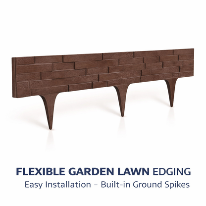 Flexible Garden Lawn Edging Border Brick Wood Rattan Landscape DIY 2.38m