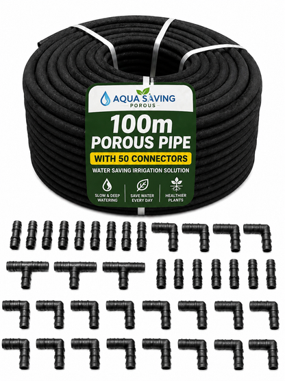 100m Soaker Hose Porous Pipe Garden Irrigation Watering Hose 1/2 Inch