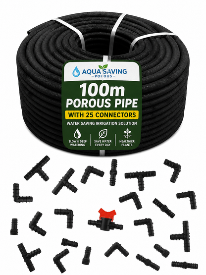 100m Soaker Hose Porous Pipe Garden Irrigation Watering Hose 1/2 Inch