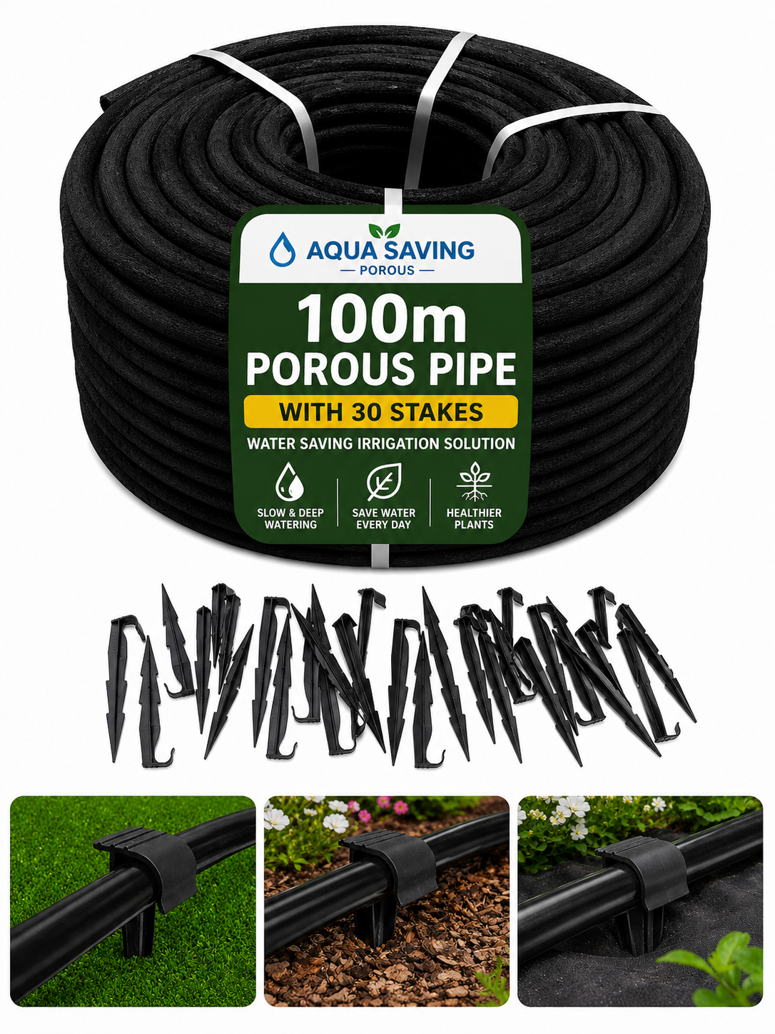 100m Soaker Hose Porous Pipe Garden Irrigation Watering Hose 1/2 Inch