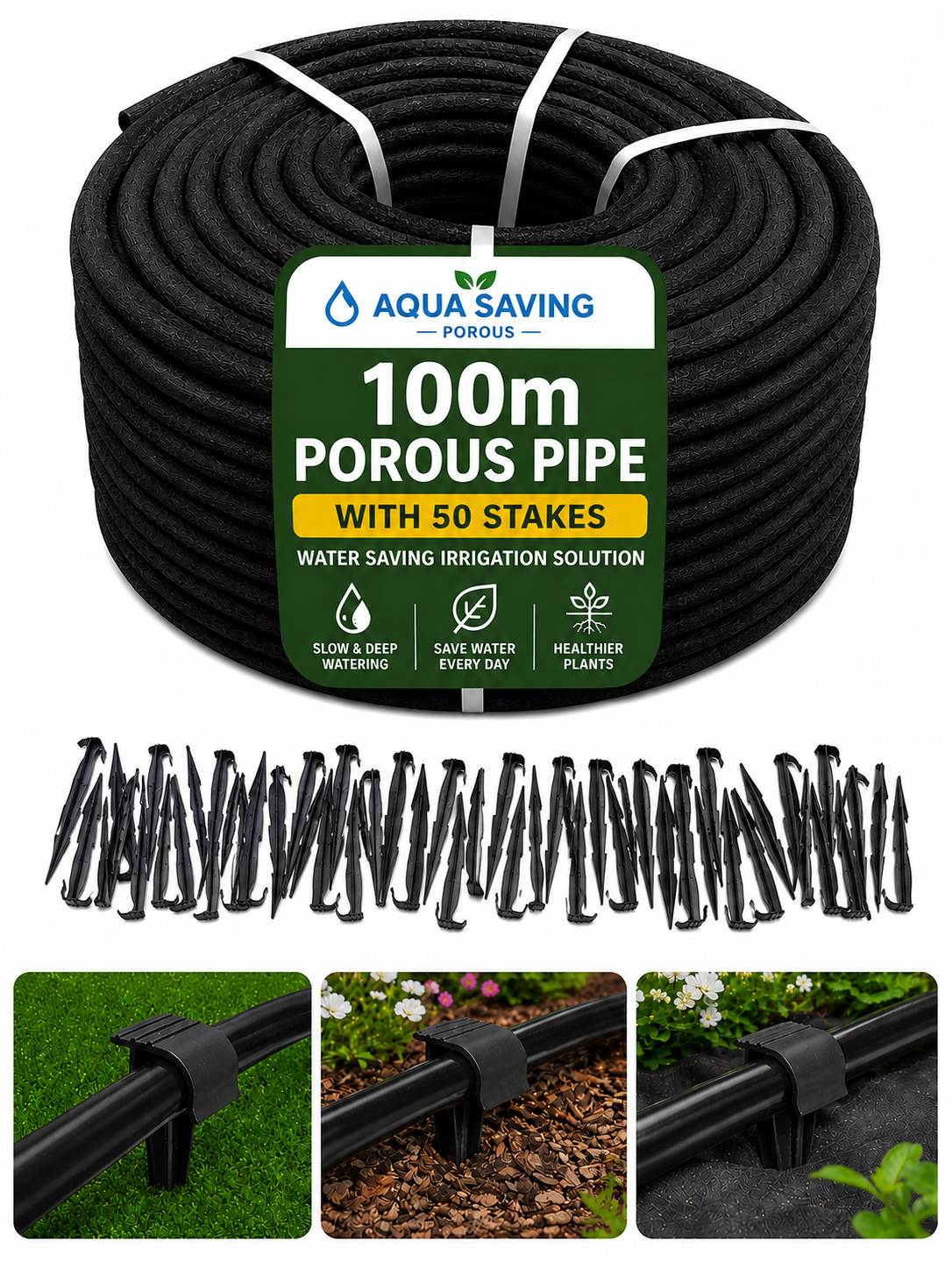 100m Soaker Hose Porous Pipe Garden Irrigation Watering Hose 1/2 Inch