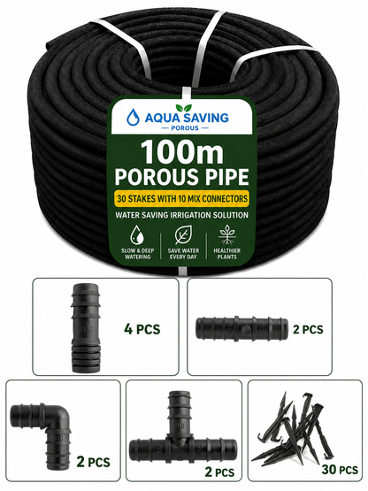 100m Soaker Hose Porous Pipe Garden Irrigation Watering Hose 1/2 Inch