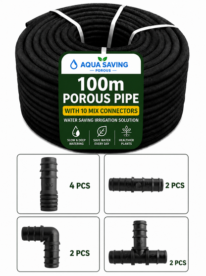 100m Soaker Hose Porous Pipe Garden Irrigation Watering Hose 1/2 Inch