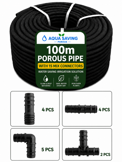 100m Soaker Hose Porous Pipe Garden Irrigation Watering Hose 1/2 Inch