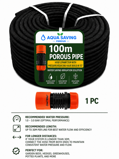 100m Soaker Hose Porous Pipe Garden Irrigation Watering Hose 1/2 Inch