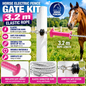 Horse Electric Fence Gate Kit 3.2m PINK Handle Elastic Rope Paddock Fencing