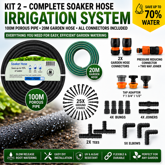 100m Porous Soaker Hose Irrigation Kit with 20m Garden Hose KIT2