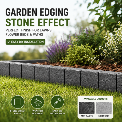 Black or Grey 27cm Garden Lawn Edging Palisade Anthracite Plastic Border Fence
